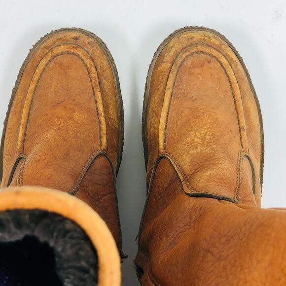Vintage DIODORA BOOTS Mens 8 Leather Side Zip Winter Brown Made In Italy